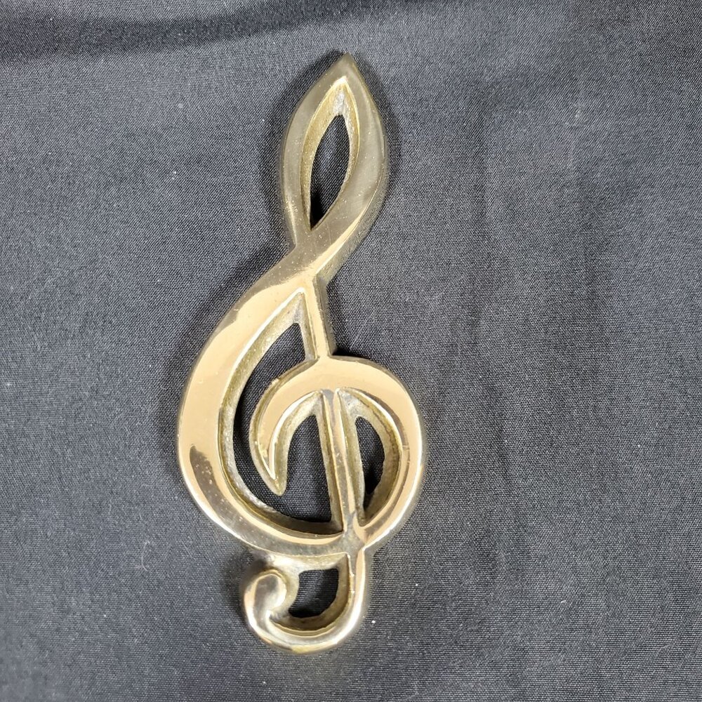 Vintage Brass Treble Clef Musical Note Figurine‎ 6 Inch Polished Wall Decor